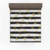 Black And White Stripes Gold Anchor Fitted Sheet