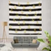 Black And White Stripes Gold Anchor Wall Tapestry