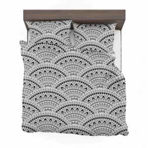 Black Boho Style Seamless Pattern Bedding Set 1