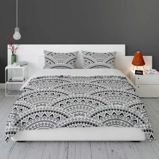 Black Boho Style Seamless Pattern Bedding Set 2