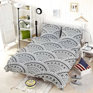 Black Boho Style Seamless Pattern Bedding Set