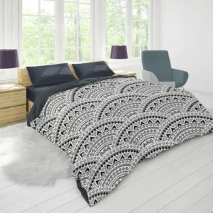 Black Boho Style Seamless Pattern Duvet Cover 1