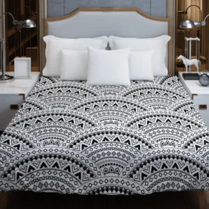 Black Boho Style Seamless Pattern Duvet Cover