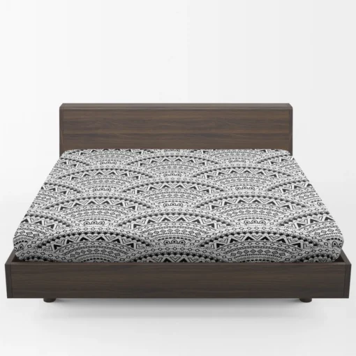 Black Boho Style Seamless Pattern Fitted Sheet 1