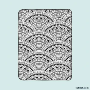 Black Boho Style Seamless Pattern Fleece Blanket 1