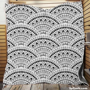 Black Boho Style Seamless Pattern Quilt Blanket