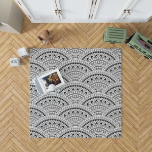 Black Boho Style Seamless Pattern Rug