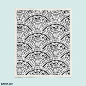 Black Boho Style Seamless Pattern Sherpa Fleece Blanket 1