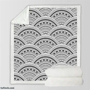 Black Boho Style Seamless Pattern Sherpa Fleece Blanket