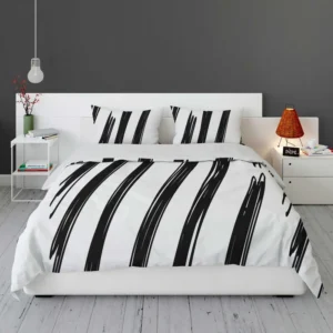 Black Brush Doodle Background Pattern Bedding Set 2