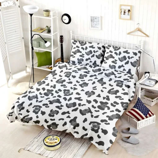 Black & Grey Leopard Skin Pattern Bedding Set