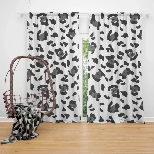 Black & Grey Leopard Skin Pattern Curtain