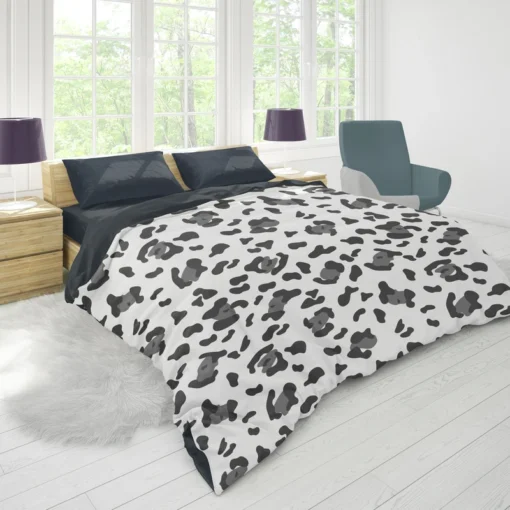 Black & Grey Leopard Skin Pattern Duvet Cover 1