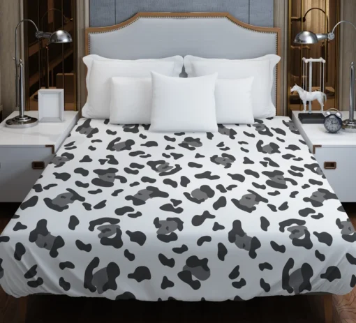 Black & Grey Leopard Skin Pattern Duvet Cover