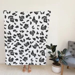 Black & Grey Leopard Skin Pattern Fleece Blanket