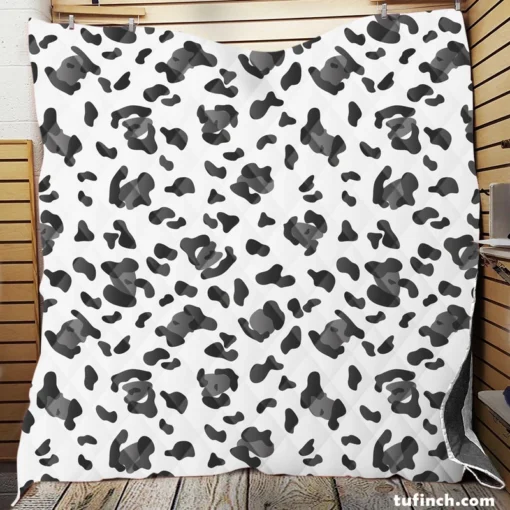 Black & Grey Leopard Skin Pattern Quilt Blanket