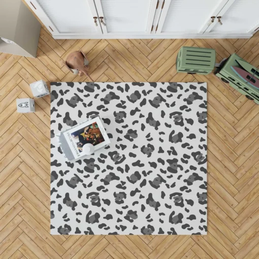 Black & Grey Leopard Skin Pattern Rug