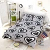 Black Ink Double Hearts Bedding Set