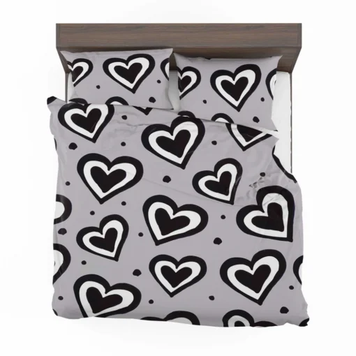 Black Ink Double Hearts Bedding Set 2