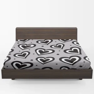 Black Ink Double Hearts Fitted Sheet 1