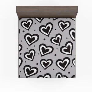 Black Ink Double Hearts Fitted Sheet