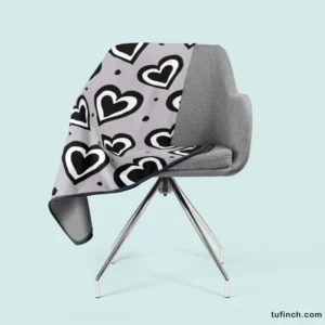 Black Ink Double Hearts Fleece Blanket 2