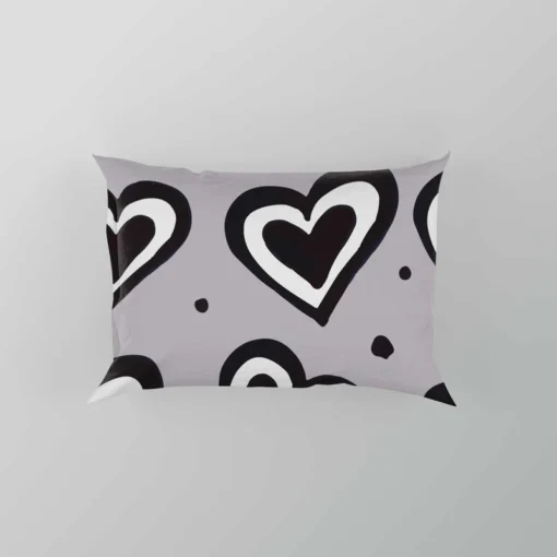 Black Ink Double Hearts Pillow Case