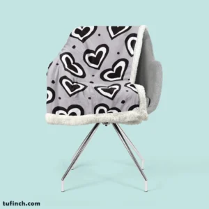 Black Ink Double Hearts Sherpa Fleece Blanket 2