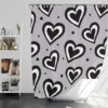 Black Ink Double Hearts Shower Curtain