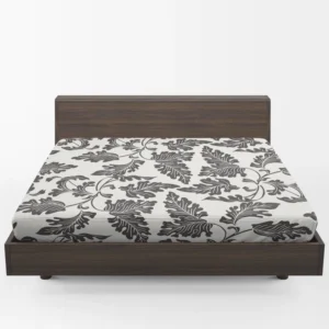 Black N White Oak Leave Pattern Fitted Sheet 1