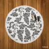 Black N White Oak Leave Pattern Round Beach Towel