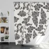 Black N White Oak Leave Pattern Shower Curtain