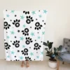 Black Paw Prints With Stars Fleece Blanket