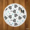 Black Paw Prints With Stars Round Beach Towel