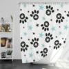 Black Paw Prints With Stars Shower Curtain