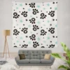 Black Paw Prints With Stars Wall Tapestry