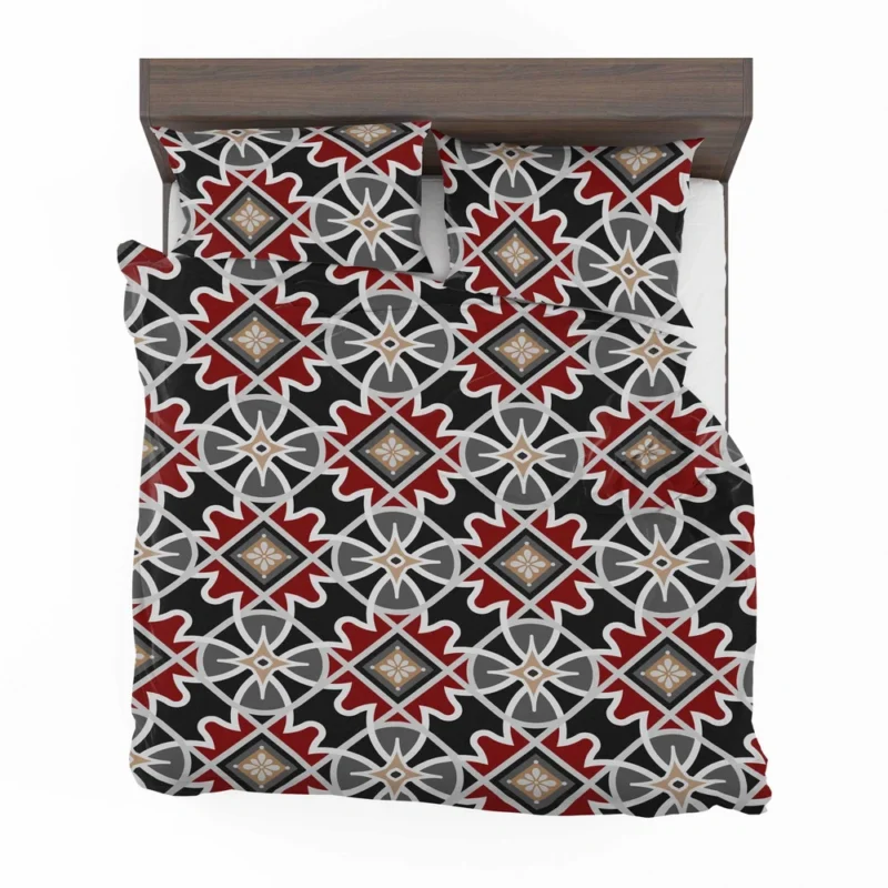 Black Red Moroccan Pattern Bedding Set 2