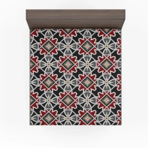 Black Red Moroccan Pattern Fitted Sheet