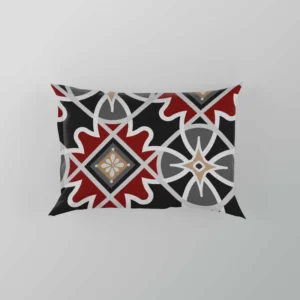 Black Red Moroccan Pattern Pillow Case