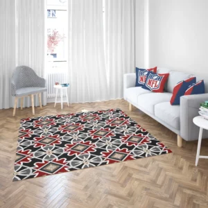 Black Red Moroccan Pattern Rug 2