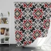 Black Red Moroccan Pattern Shower Curtain