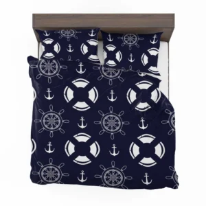 Black Rock Background Lifebuoy Anchor Wheel Bedding Set 2