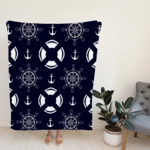 Black Rock Background Lifebuoy Anchor Wheel Fleece Blanket