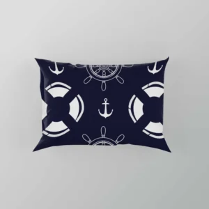 Black Rock Background Lifebuoy Anchor Wheel Pillow Case