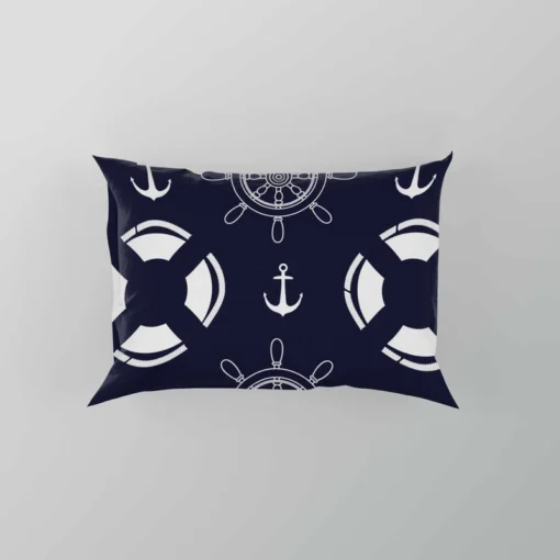 Black Rock Background Lifebuoy Anchor Wheel Pillow Case