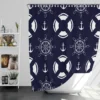 Black Rock Background Lifebuoy Anchor Wheel Shower Curtain