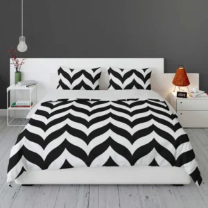 Black Wavy Chevron Bedding Set 1