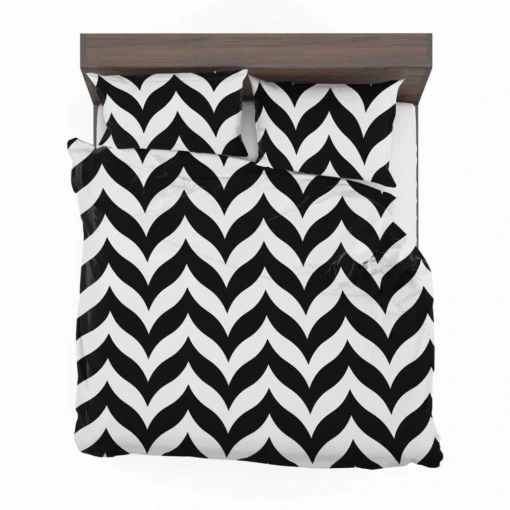 Black Wavy Chevron Bedding Set 2