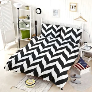 Black Wavy Chevron Bedding Set