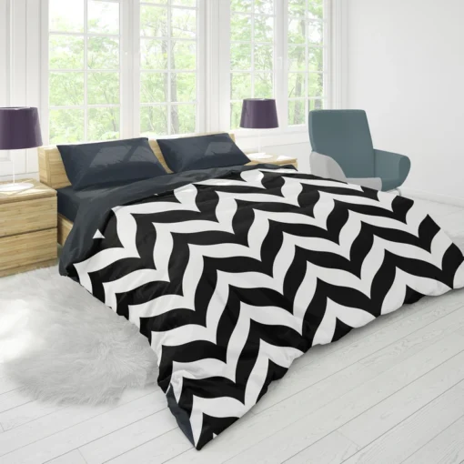 Black Wavy Chevron Duvet Cover 1